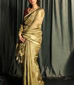 Beige Kora Saree With Zari Woven Motifs