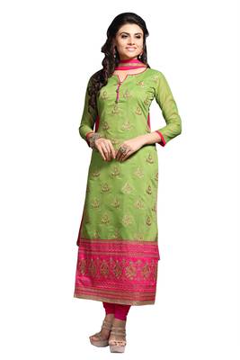 Green Party Wear Chudidar Salwar Kameez Suit Material for women 1