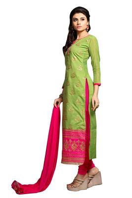 Green Party Wear Chudidar Salwar Kameez Suit Material for women 3