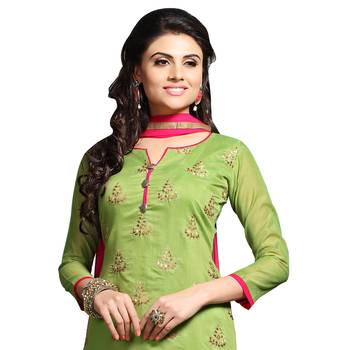 Green Party Wear Chudidar Salwar Kameez Suit Material for women 4