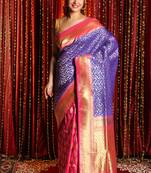 Persian Blue & Pink Dual Tone Banarsi With Minakari Weaving