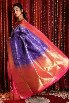 Persian Blue & Pink Dual Tone Banarsi With Minakari Weaving 2