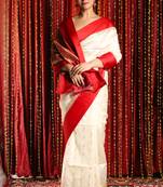 Milk White Korial Silk With Red Border