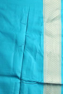 Cyan Blue Banaras Silk Saree With Zari Motifs 4