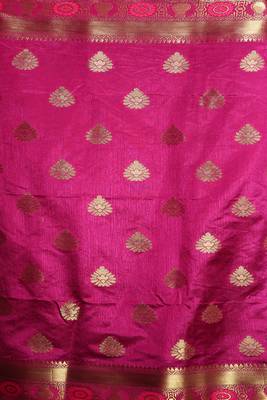 Sky Blue And Magenta Tie & Dye Blended Silk Saree And Zari Work 4
