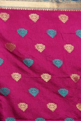 Blue And Deep Pink Tie & Dye Blended Silk Saree 4