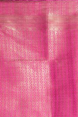 Royal Blue Dual Tone Blended Silk With Allover Zari Weaving And Pink Border & Pallu 4