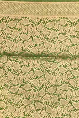 Firey Yellow And Pistachio Green Half & Half Banarasi Saree With Brocade Design 4