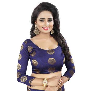 Green plain chanderi silk saree with blouse 4