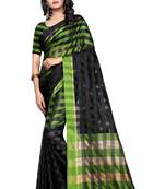 Mehendi plain cotton silk saree with blouse