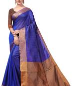 Purple plain cotton silk saree with blouse