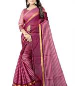 Wine plain cotton silk saree with blouse