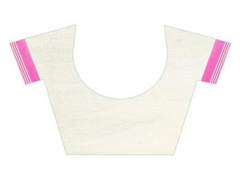 Pink plain cotton silk saree with blouse 4