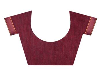 Maroon plain cotton silk saree with blouse 5