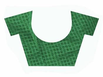 Dark green plain cotton silk saree with blouse 4