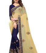 Chiku embroidered georgette saree with blouse