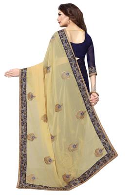Chiku embroidered georgette saree with blouse 3