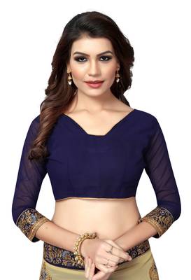 Chiku embroidered georgette saree with blouse 5