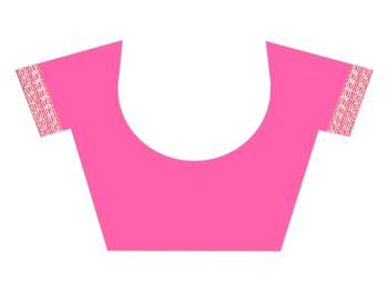 Pink plain georgette saree with blouse 5