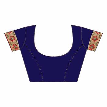 Navy blue plain georgette saree with blouse 5