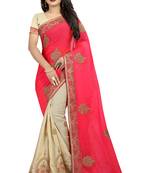 Baby pink plain georgette saree with blouse