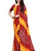 Yellow plain georgette saree with blouse