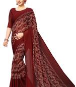 Brown plain georgette saree with blouse