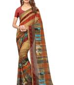 Multicolor plain georgette saree with blouse