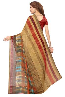 Multicolor plain georgette saree with blouse 3