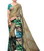Chiku plain georgette saree with blouse