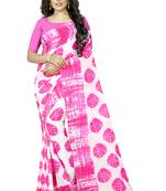 Pink plain georgette saree with blouse
