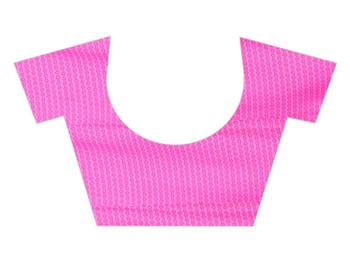 Pink plain georgette saree with blouse 5