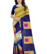 Multicolor plain georgette saree with blouse