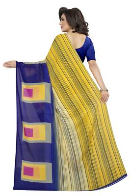 Multicolor plain georgette saree with blouse 3