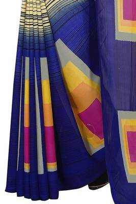 Multicolor plain georgette saree with blouse 4