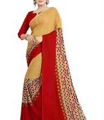 Multicolor plain georgette saree with blouse