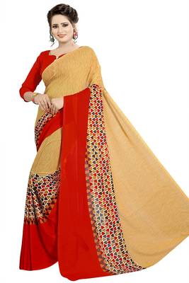 Multicolor plain georgette saree with blouse 3