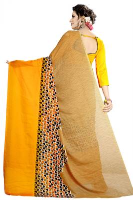 Multicolor plain georgette saree with blouse 4