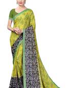 Mehendi plain georgette saree with blouse