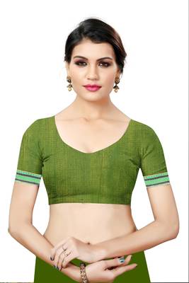 Mehendi plain georgette saree with blouse 4