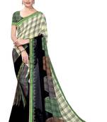 Multicolor plain georgette saree with blouse