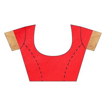 Red plain net saree with blouse 4
