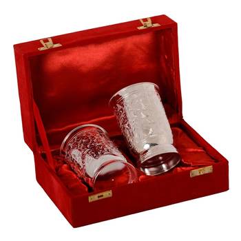 German Silver 2 Glass Set with Velvet Box 1