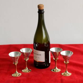 German Silver Elegant Wine Glass Set of 4 with Velvet Box 1