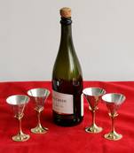 German Silver Elegant Wine Glass Set of 4 with Velvet Box