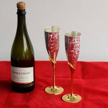 German Silver Grand Wine Glass Set of 2 with Velvet Box 1