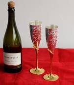 German Silver Grand Wine Glass Set of 2 with Velvet Box