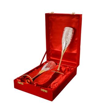 German Silver Grand Wine Glass Set of 2 with Velvet Box 2