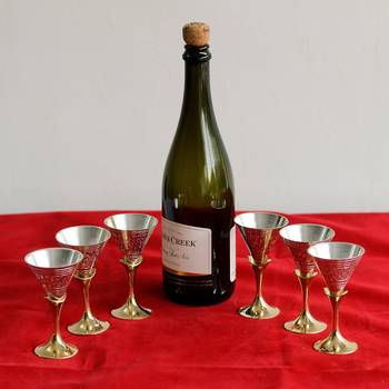 German Silver Exquisite Wine Glass Set of 6 with Velvet Box 1