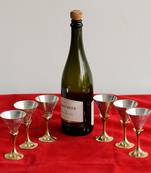 German Silver Exquisite Wine Glass Set of 6 with Velvet Box